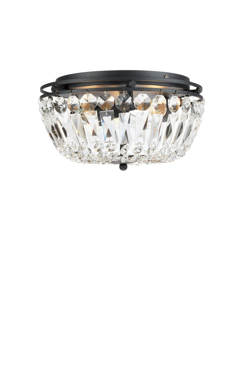 Vasa Ø30 Cromo lámpara de baño De Markslöjd - Esta elegante lámpara de techo de cristal presenta un marco de metal negro y hermosos prismas cortados a máquina que crean una impresión lujosa.