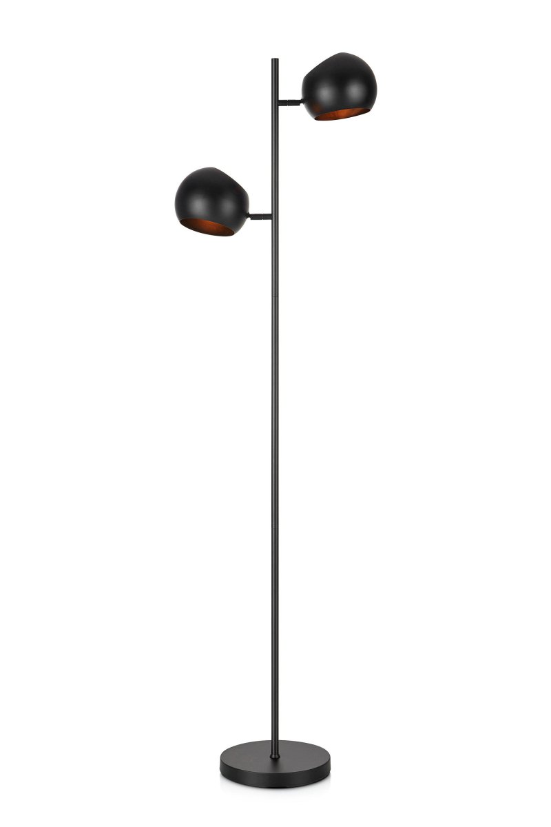 Edgar Negro lámpara de pie De Markslöjd - La lámpara de pie Edgar es una elegante lámpara de pie con dos cabezales ajustables y una superficie de metal mate.