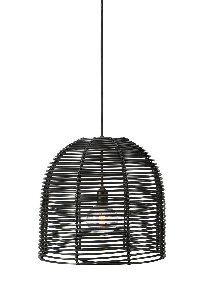 Lámpara Colgante 40cm Negro Garden 24 De Markslöjd - Con cord&oacute;n de caucho negro de cinco metros de largo.