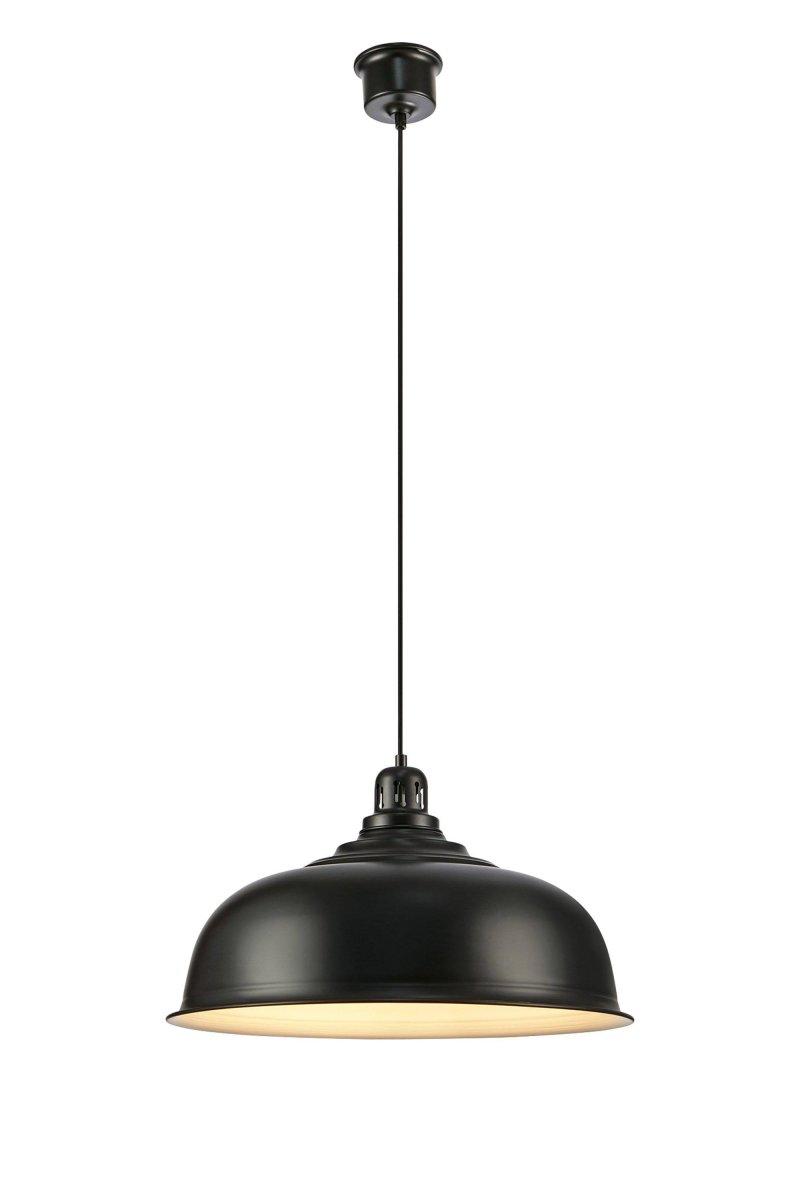 Port Ø50 Negro Lámpas de techo De Markslöjd - La l&aacute;mpara cuelga de un cable textil de color negro, lo que le da un toque elegante.