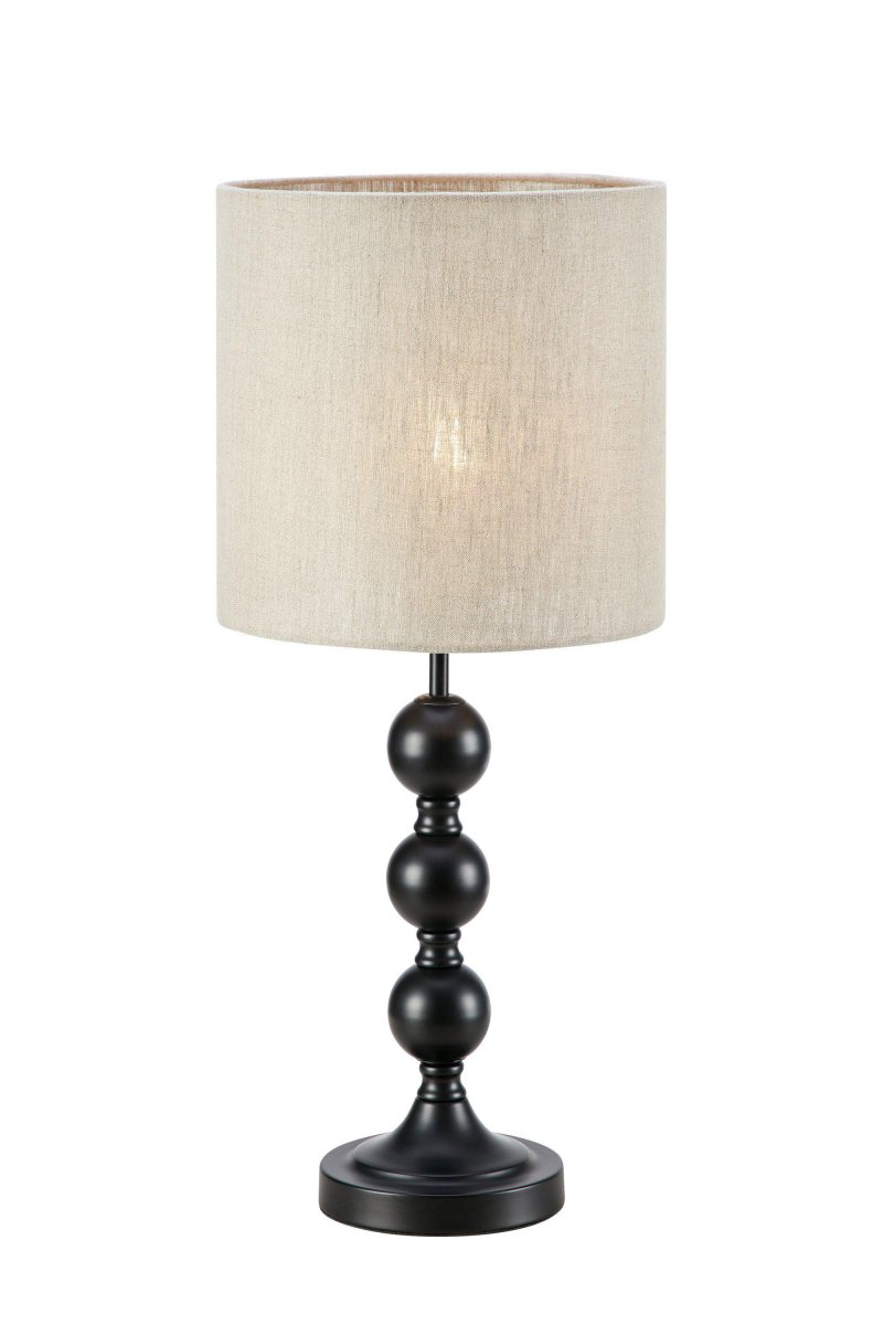Octo 57cm Negro lámpara de mesa De Markslöjd - Octo es una elegante lámpara de mesa con pantalla de lino beige y base negra en forma de tres esferas suaves y redondas.