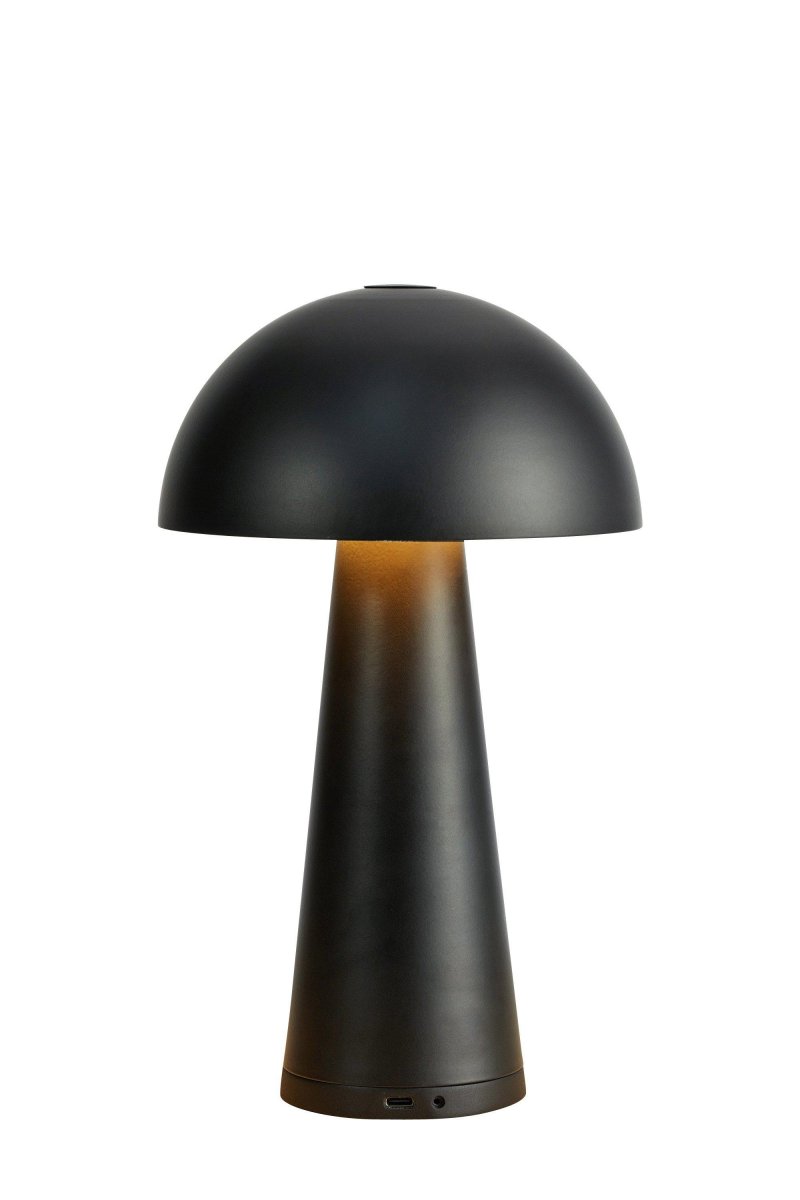 Fungi 26cm Negro portátil De Markslöjd - Fungi es una lámpara de mesa elegante y portátil fabricada en metal negro mate, diseñada para uso tanto en interiores como en exteriores.