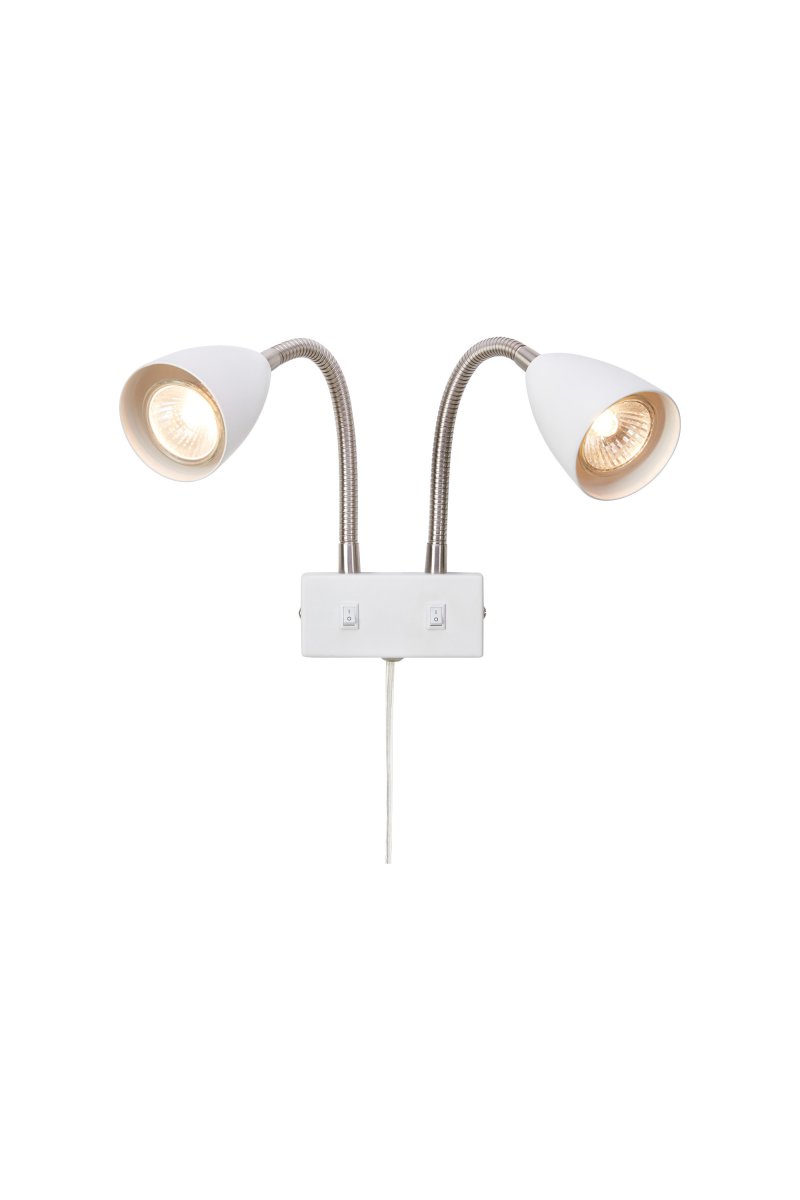 Ciro II Blanco lámpara de lectura De Markslöjd - Placa de pared y pantalla de metal blanco con detalles de acero.