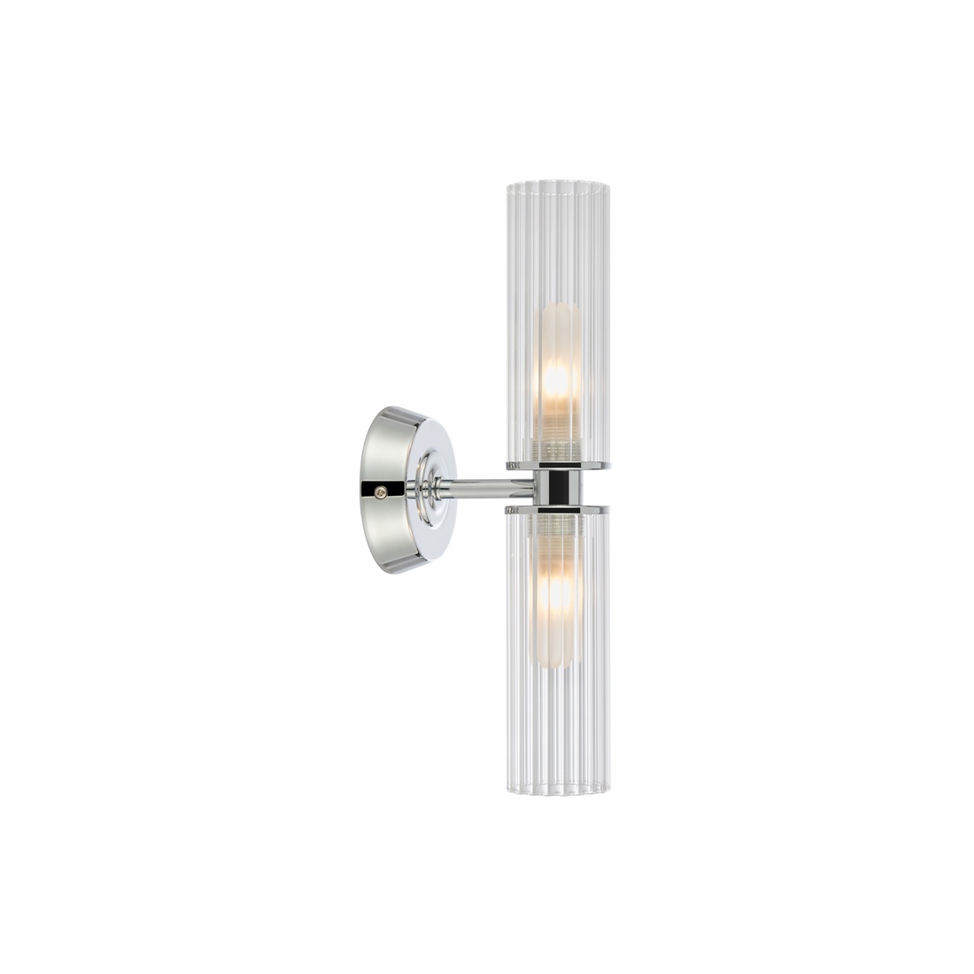 Imagen ampliada de Rimini 35cm Cromo lámpara de baño De Markslöjd - La estructura de cristal crea un hermoso juego de luces y sombras, aportando un toque cl&aacute;sico y moderno.
