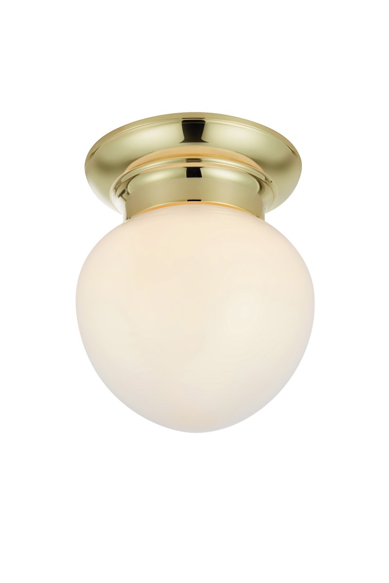 Ronda Ø20 Latón lámpara de baño De Markslöjd - L&aacute;mpara de techo de estilo finland&eacute;s, apta para ba&ntilde;os (IP44), con base de lat&oacute;n y pantalla de cristal blanco.