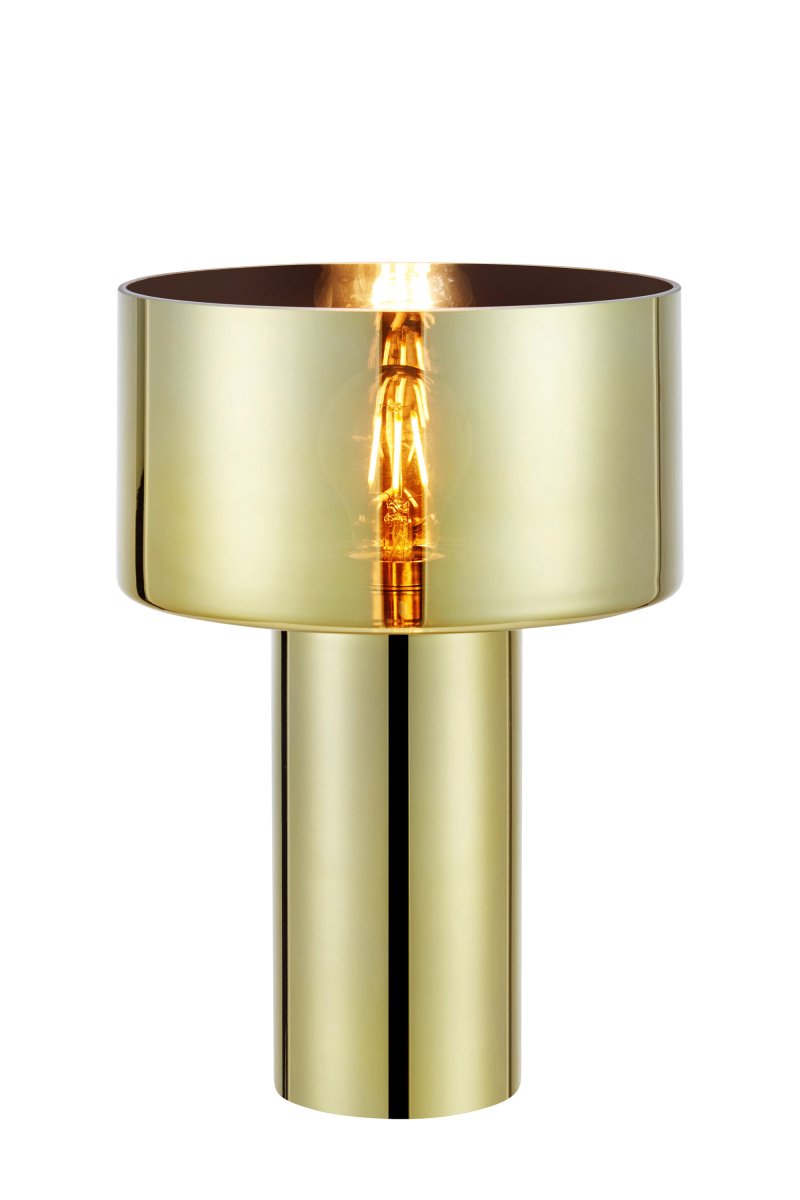 Corin 32cm Oro lámpara de mesa De Markslöjd - El cristal tintado crea un brillo c&aacute;lido y acogedor, y le confiere un aspecto exclusivo.