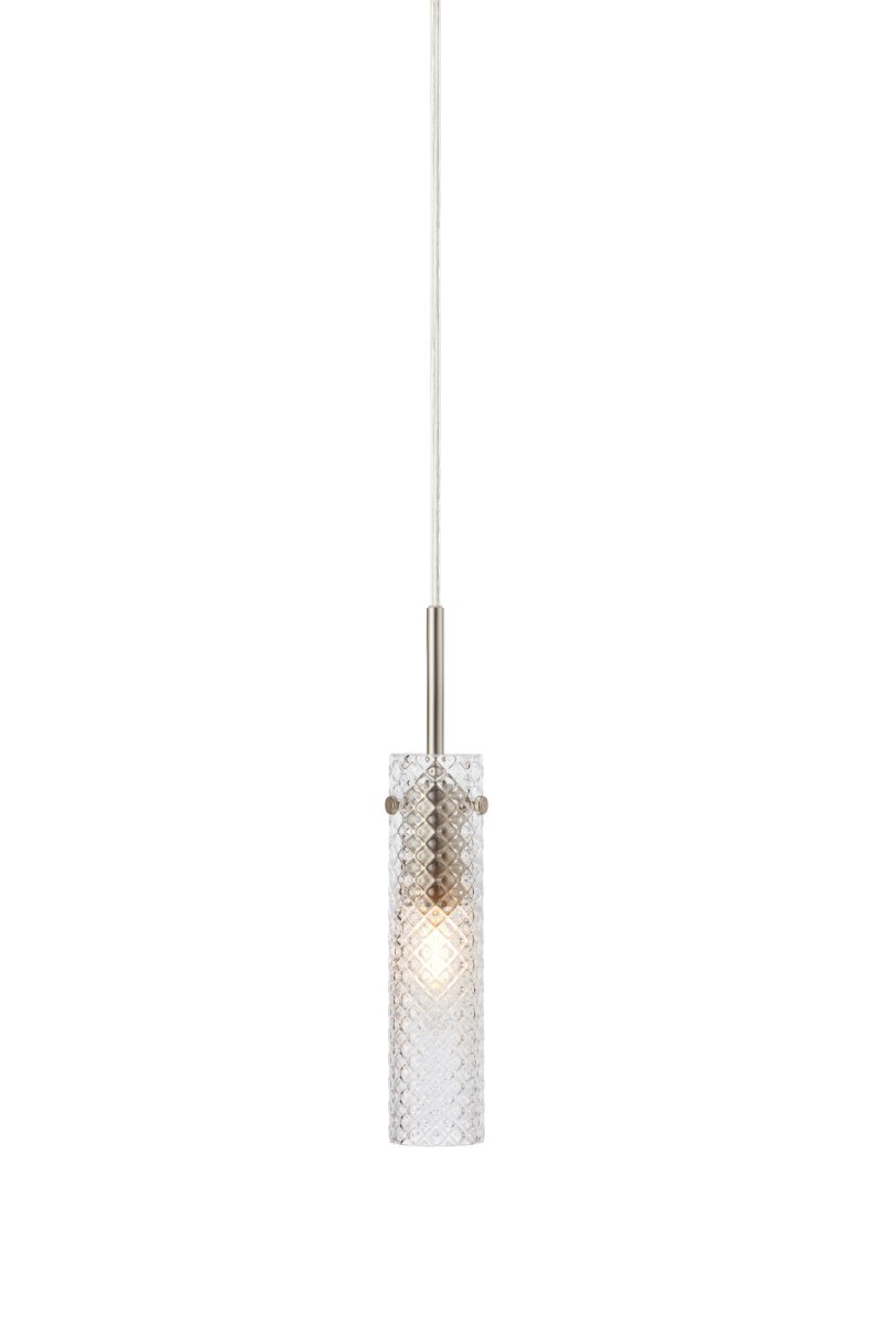 Vibia Ø5 Transparente lámpara de ventana De Markslöjd - La pantalla de cristal esmerilado se combina con una suspensi&oacute;n larga y estrecha en n&iacute;quel satinado, que realza el car&aacute;cter moderno y elegante de la l&aacute;mpara.