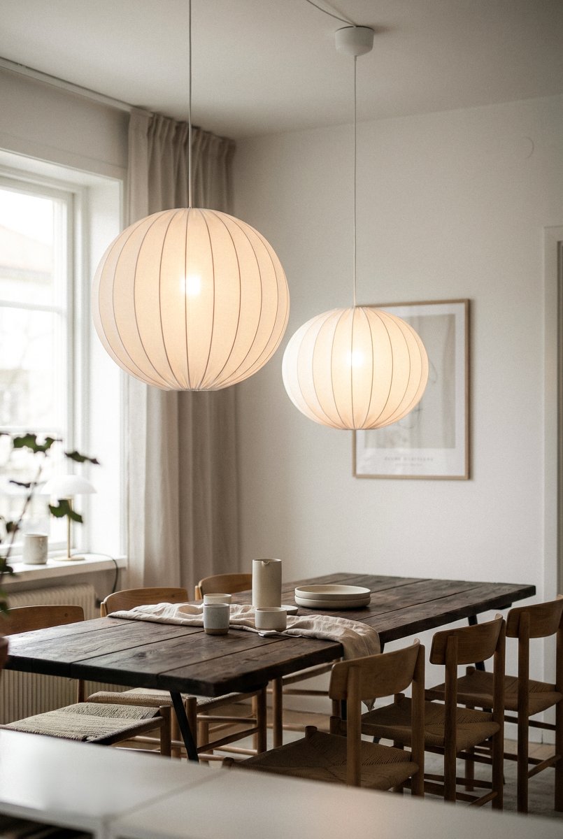 Solia Ø60 Blanco Lámpas de techo De Markslöjd - Su pantalla de tela blanca, de 60 cm de di&aacute;metro, crea una luz suave y agradable que se distribuye armoniosamente por toda la habitaci&oacute;n.