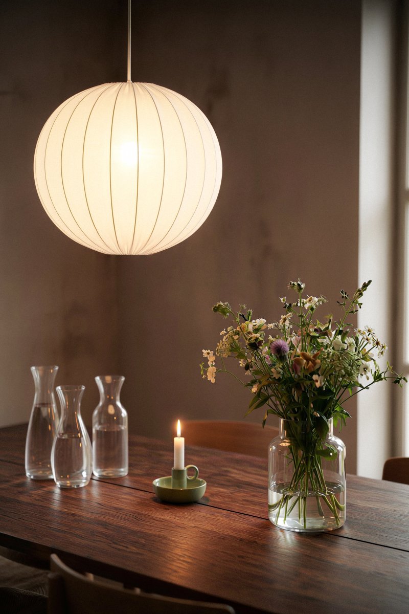 Solia Ø60 Blanco Lámpas de techo De Markslöjd - Su pantalla de tela blanca, de 60 cm de di&aacute;metro, crea una luz suave y agradable que se distribuye armoniosamente por toda la habitaci&oacute;n.