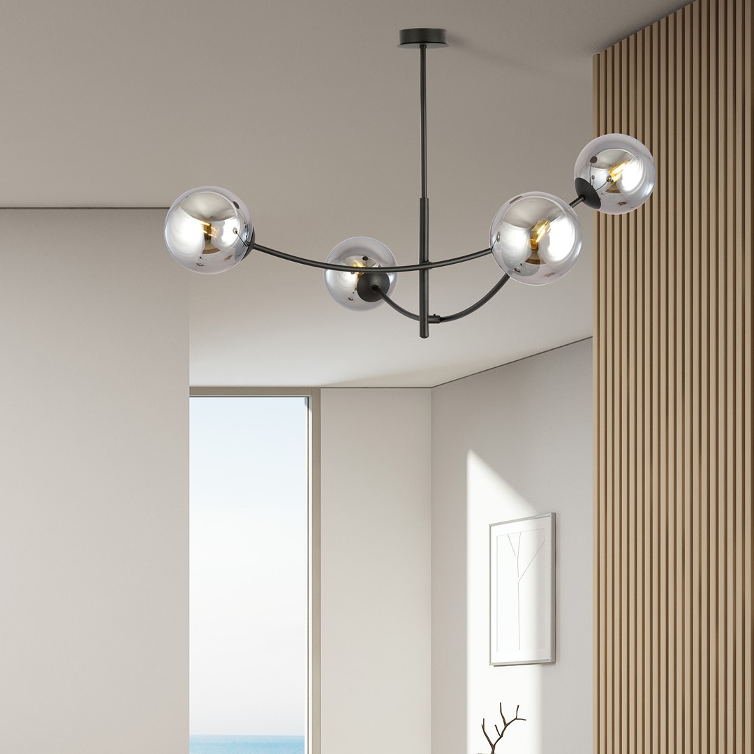Hunter Ø90 Negro/Ahumado Lámpas de techo De Emibig Lighting - La l&aacute;mpara queda especialmente bien encima de una mesa o de una encimera de cocina, donde crea una atm&oacute;sfera &uacute;nica y acogedora.