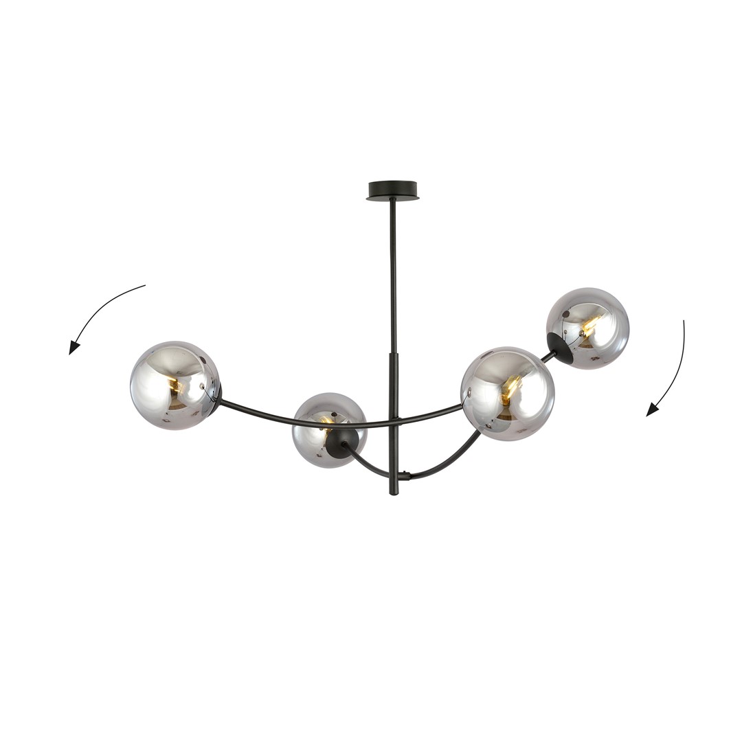 Hunter Ø90 Negro/Ahumado Lámpas de techo De Emibig Lighting - La l&aacute;mpara queda especialmente bien encima de una mesa o de una encimera de cocina, donde crea una atm&oacute;sfera &uacute;nica y acogedora.