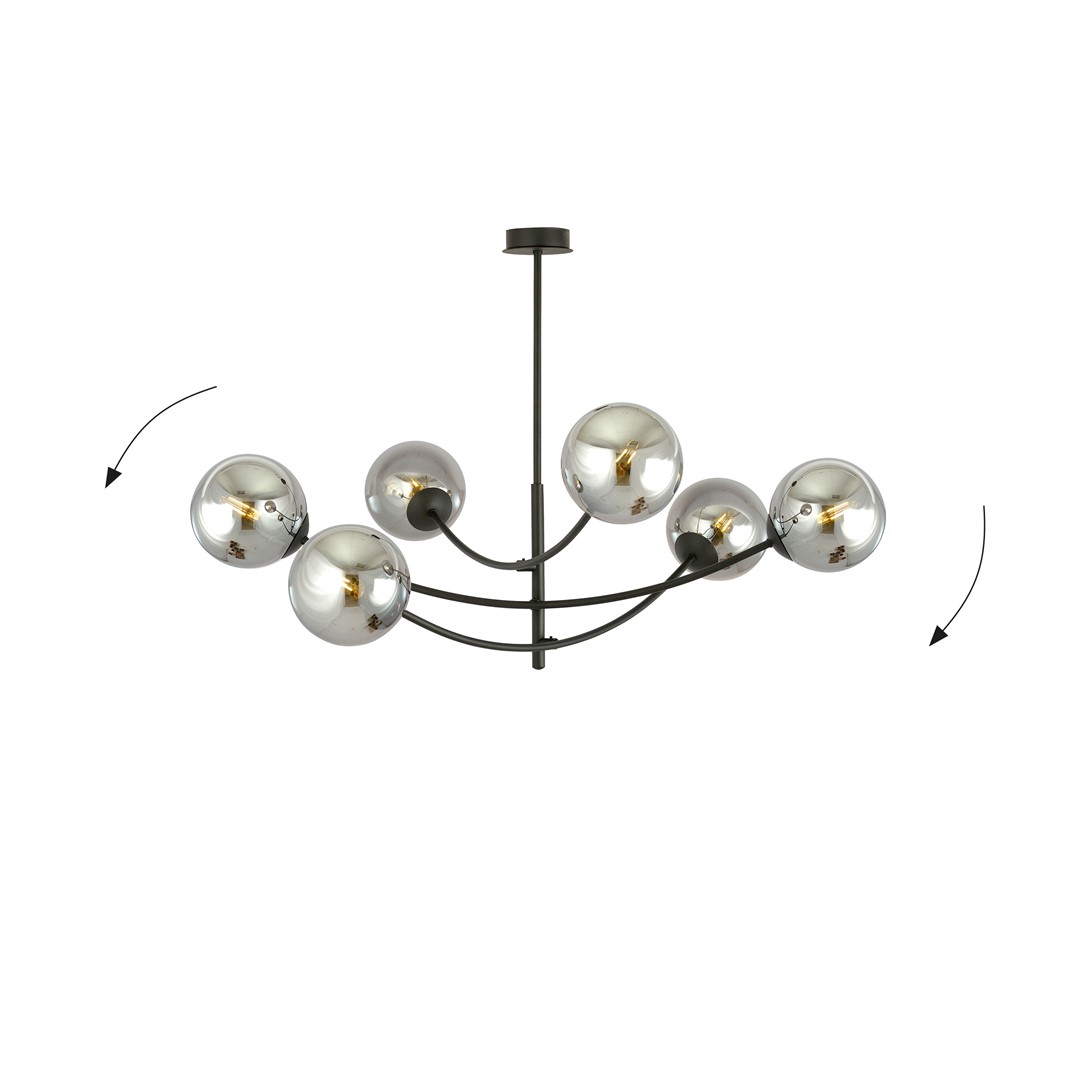 Hunter Ø90 Negro/Ahumado Lámpas de techo De Emibig Lighting - La l&aacute;mpara queda especialmente bien encima de una mesa o de una encimera de cocina, donde crea una atm&oacute;sfera &uacute;nica y acogedora.
