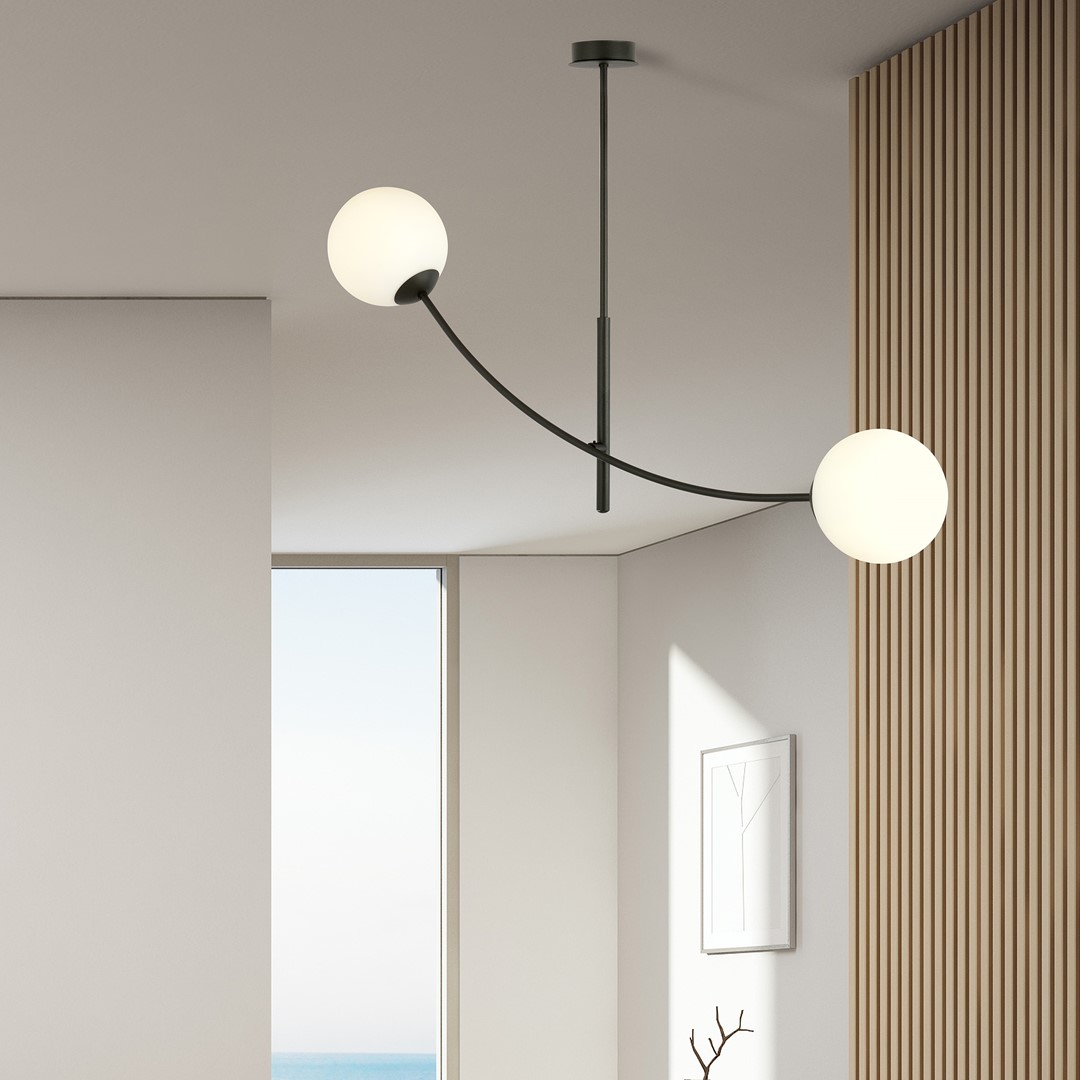 Hunter 83cm En blanco y negro Lámpas de techo De Emibig Lighting - La l&aacute;mpara queda especialmente bien encima de una mesa o de una encimera de cocina, donde crea una atm&oacute;sfera &uacute;nica y acogedora.