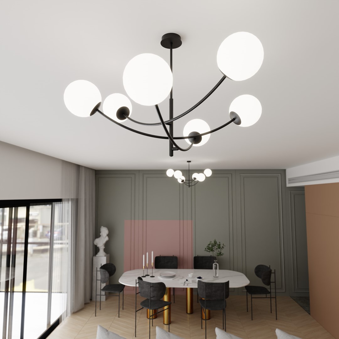 Hunter Ø90 En blanco y negro Lámpas de techo De Emibig Lighting - La l&aacute;mpara queda especialmente bien encima de una mesa o de una encimera de cocina, donde crea una atm&oacute;sfera &uacute;nica y acogedora.