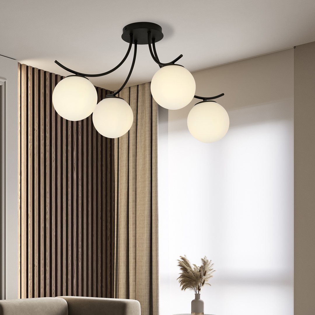 Boston 70cm En blanco y negro plafón De Emibig Lighting - Boston es una serie de l&aacute;mparas de techo modernas muy vendidas que se adaptan perfectamente tanto a interiores modernos como a los m&aacute;s tradicionales.