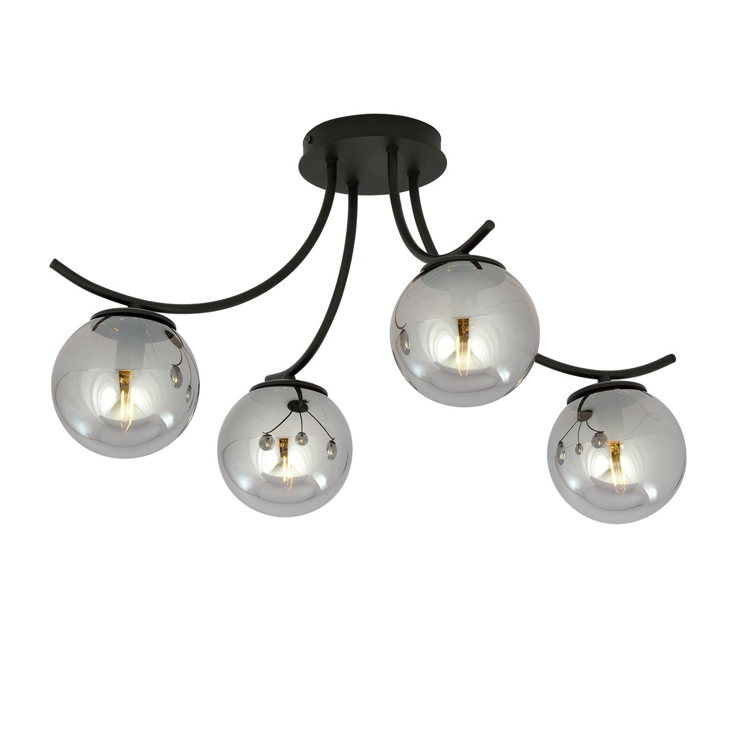 Boston 70cm Negro/Ahumado plafón De Emibig Lighting - Boston es una serie de l&aacute;mparas de techo modernas muy vendidas que se adaptan perfectamente tanto a interiores modernos como a los m&aacute;s tradicionales.