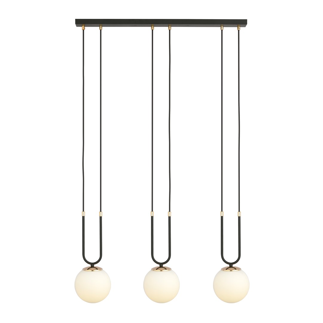 Glam 70cm Negro Lámpas de techo De Emibig Lighting - Las elegantes c&uacute;pulas de vidrio le dan a la serie Glam una expresi&oacute;n suave y elegante, mientras que los elementos decorativos dorados realzan el dise&ntilde;o y brindan un brillo vibrante.