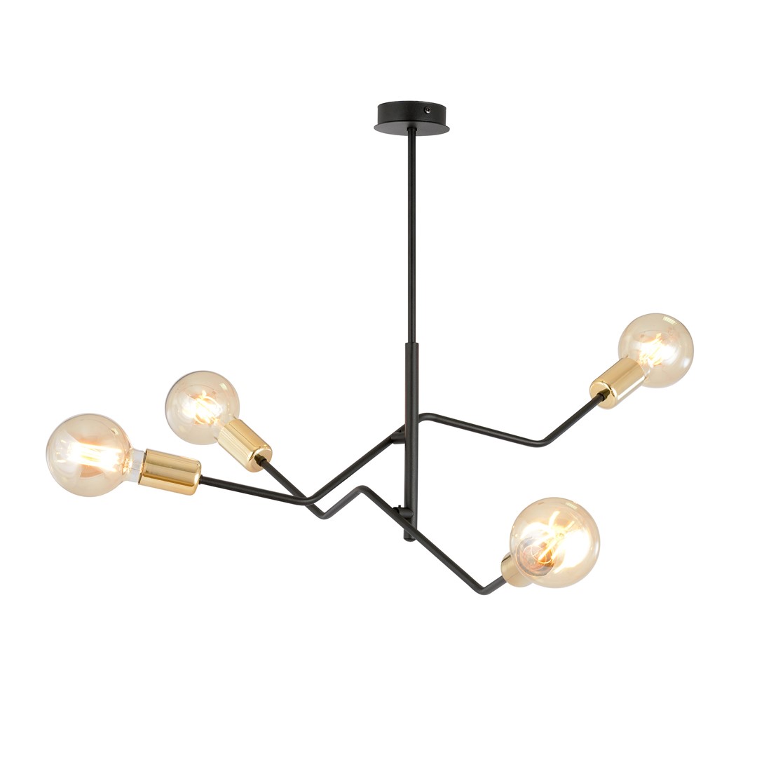 Bolt 66cm Negro Lámpas de techo De Emibig Lighting - La combinaci&oacute;n cl&aacute;sica de colores (negro elegante y dorado atemporal) ofrece grandes posibilidades para diferentes estilos de interior y se adapta bien tanto a entornos modernos como tradicionales.