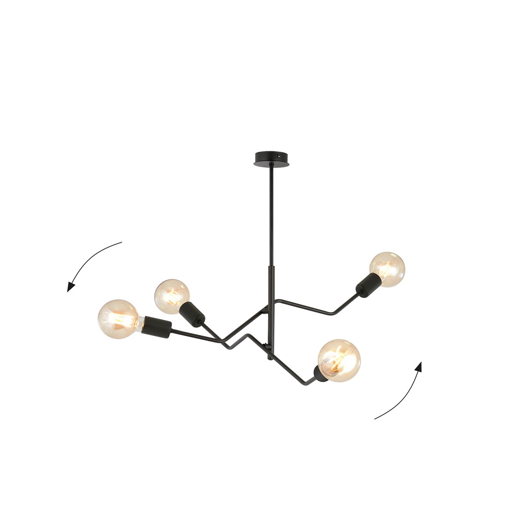 Frix 66cm Negro Lámpas de techo De Emibig Lighting - El color negro, cl&aacute;sicamente elegante, ofrece muchas posibilidades de dise&ntilde;o de interiores y se combina a la perfecci&oacute;n con entornos modernos y tradicionales.