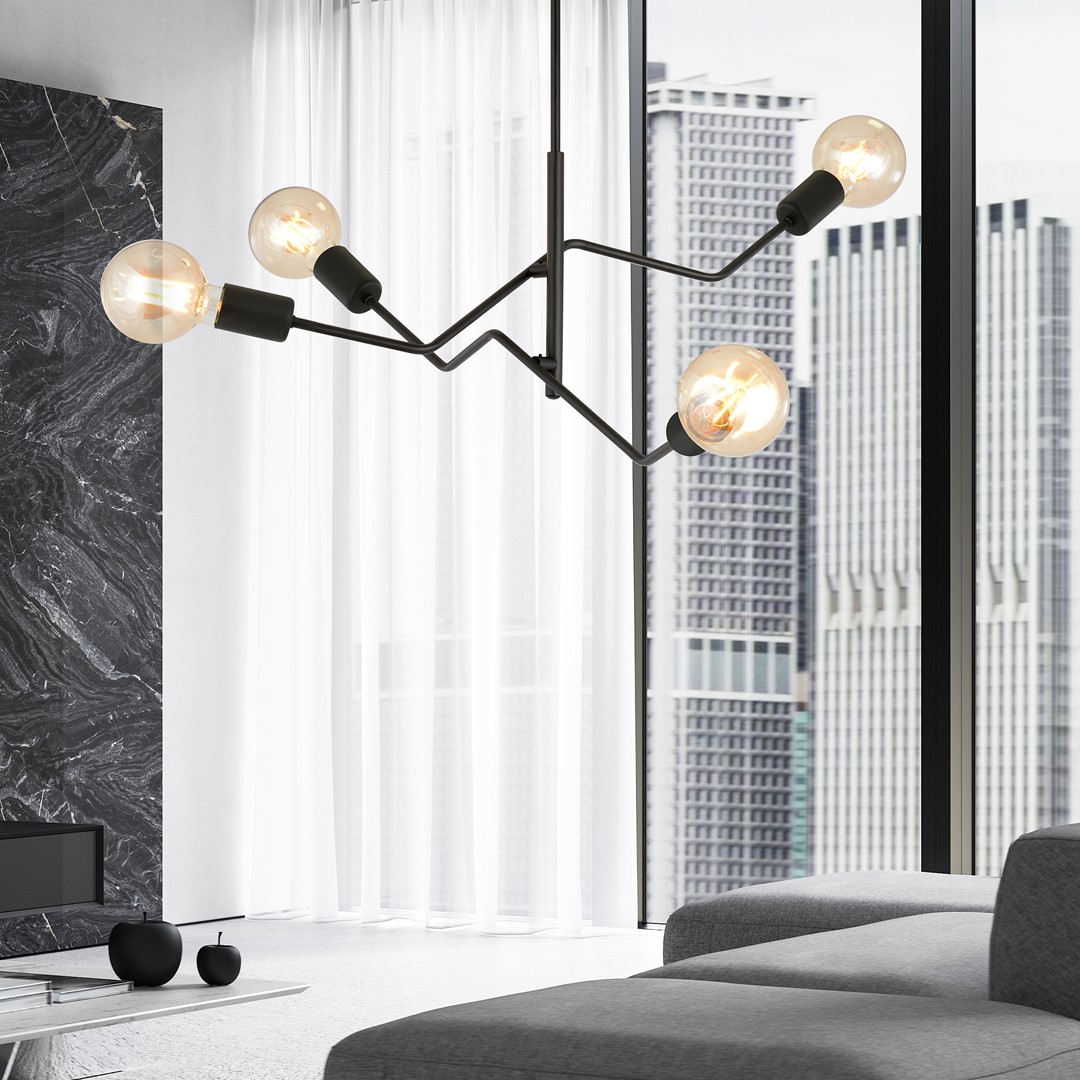 Frix 66cm Negro Lámpas de techo De Emibig Lighting - El color negro, cl&aacute;sicamente elegante, ofrece muchas posibilidades de dise&ntilde;o de interiores y se combina a la perfecci&oacute;n con entornos modernos y tradicionales.