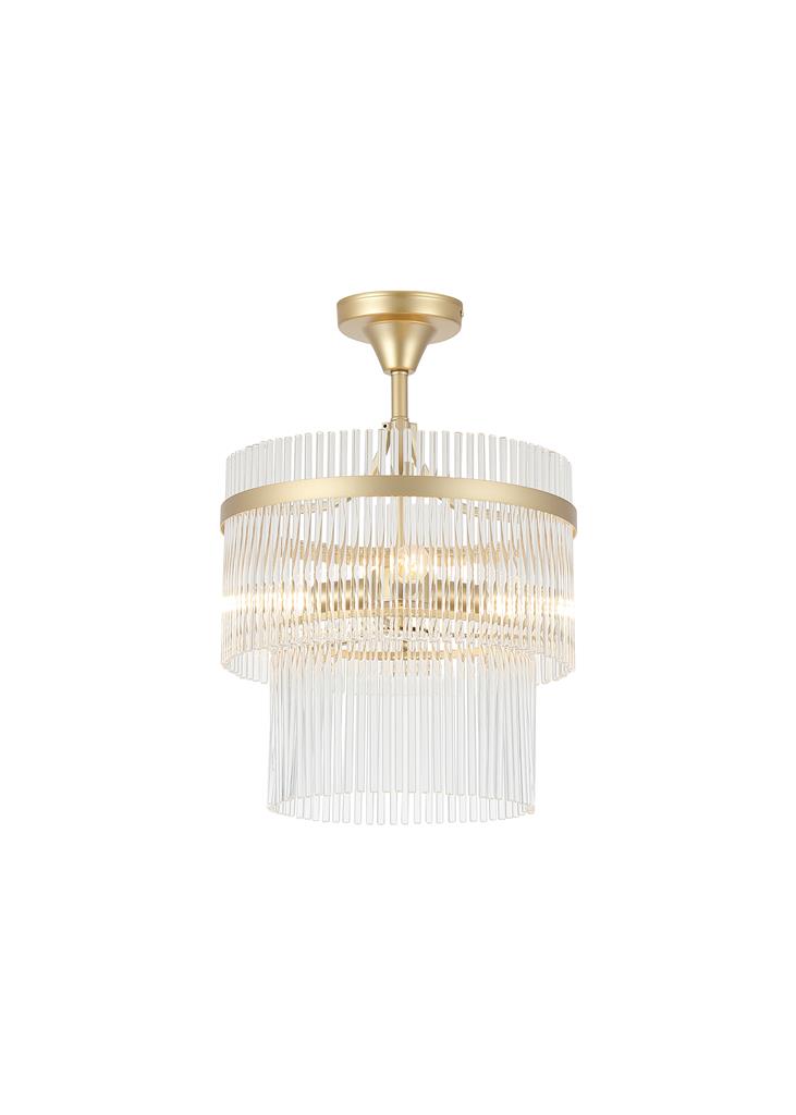 Lara Ø35 Oro cristal De Searchlight - Su elegante marco dorado est&aacute; revestido de varillas decorativas de vidrio transparente que difunden y reflejan la luz con gran belleza.