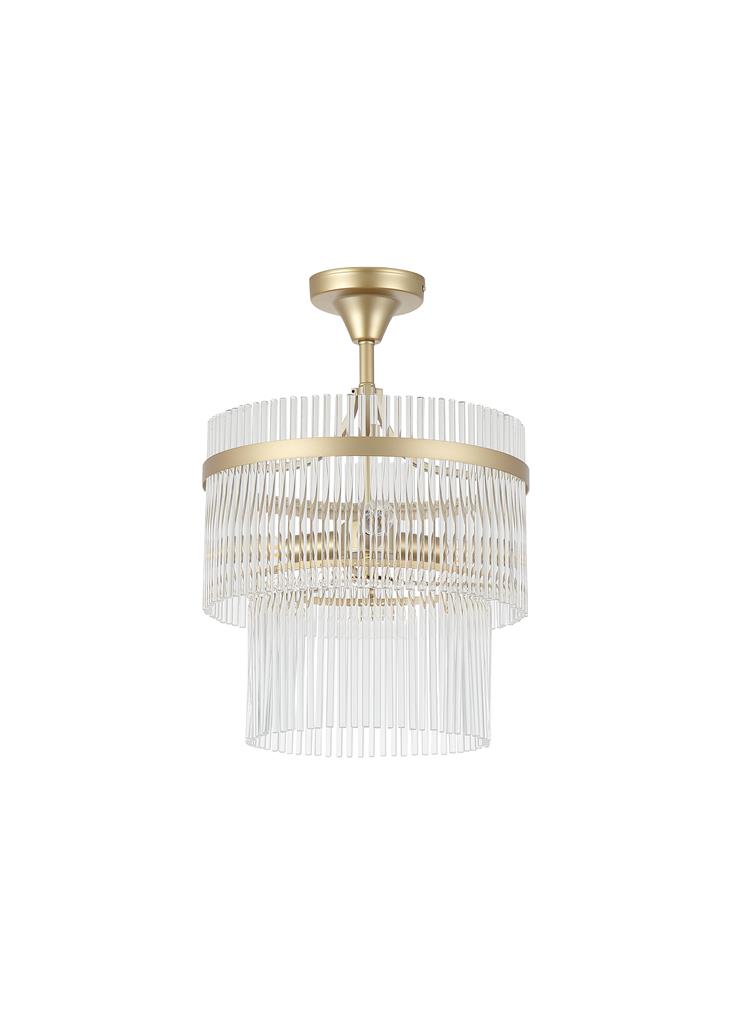 Lara Ø35 Oro cristal De Searchlight - Su elegante marco dorado est&aacute; revestido de varillas decorativas de vidrio transparente que difunden y reflejan la luz con gran belleza.