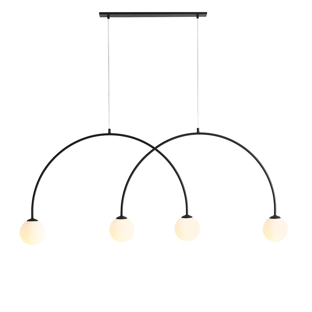 Lea 150cm Negro Lámpas de techo De Artera - Con su forma orgánica y fuentes de luz suaves y redondas, crea una atmósfera armoniosa y acogedora, perfecta para el comedor o la sala de estar.