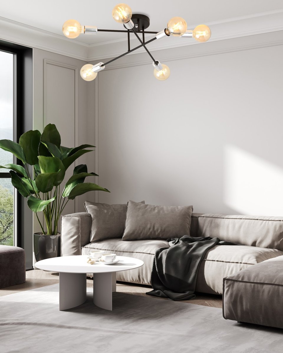 Veken Ø55 Negro/Plata plafón De Emibig Lighting - Veken es una serie de l&aacute;mparas de techo ideales como complemento tanto para interiores modernos como cl&aacute;sicos.