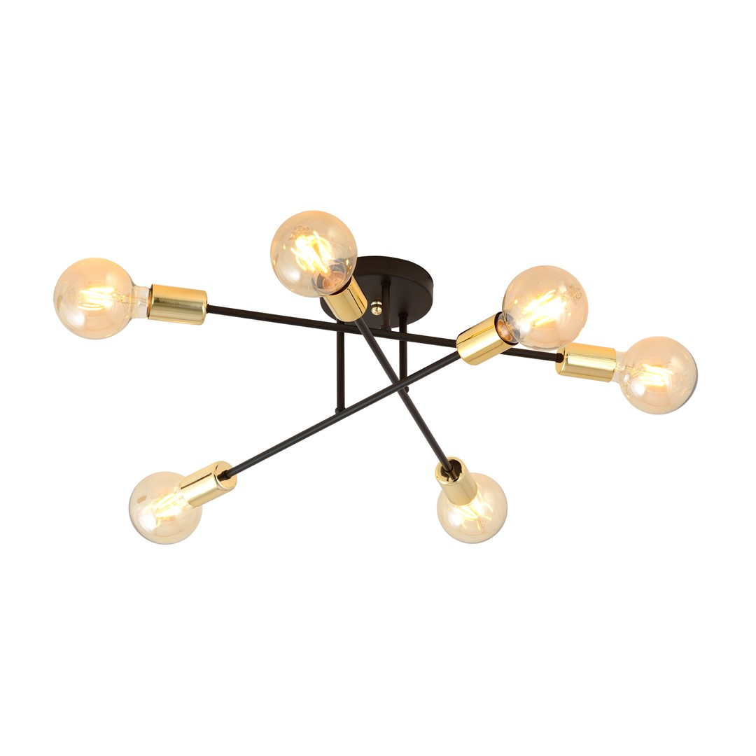 Veken Ø55 Negro/dorado plafón De Emibig Lighting - Veken es una serie de l&aacute;mparas de techo ideales como complemento tanto para interiores modernos como cl&aacute;sicos.