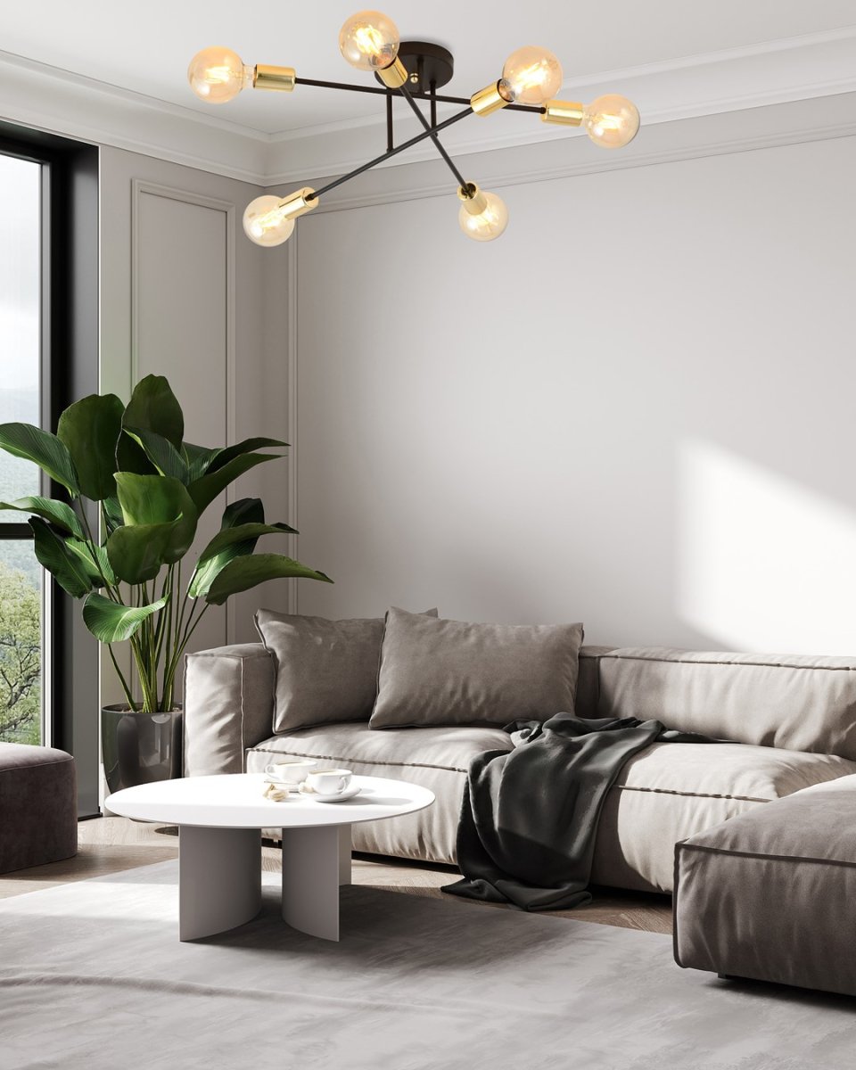 Veken Ø55 Negro/dorado plafón De Emibig Lighting - Veken es una serie de l&aacute;mparas de techo ideales como complemento tanto para interiores modernos como cl&aacute;sicos.