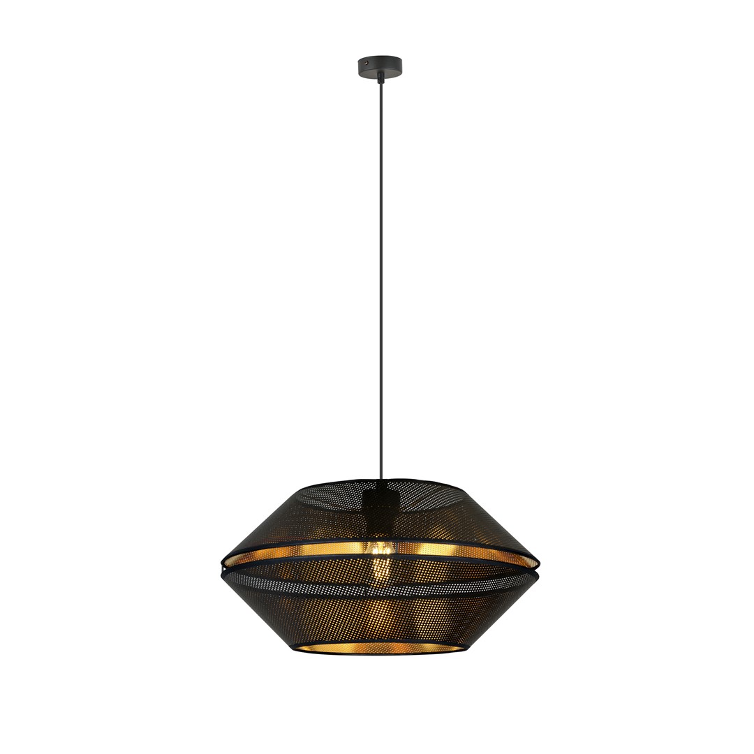 Malia Ø42 Negro Lámpas de techo De Emibig Lighting - La pantalla &uacute;nica con un interior dorado le da a la habitaci&oacute;n un car&aacute;cter distintivo y crea una atm&oacute;sfera m&aacute;gica y atmosf&eacute;rica con calidez.