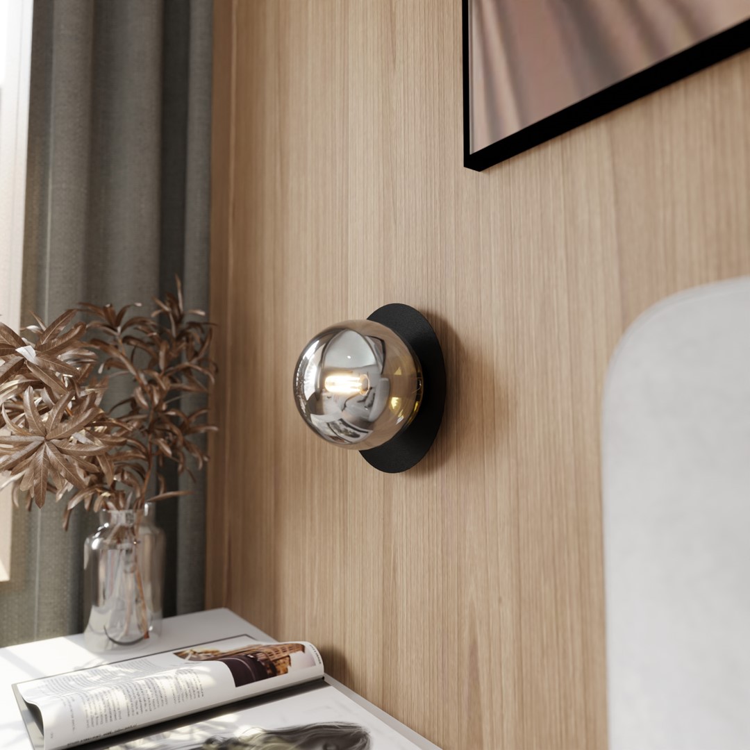 Oslo Ø20 Color humo lámpara de pared De Emibig Lighting - Su fuerza reside en su forma extremadamente duradera, su expresi&oacute;n met&aacute;lica fr&iacute;a, sus superficies lisas y una paleta de colores uniforme: una combinaci&oacute;n que atrae a quienes valoran el orden, la simplicidad y las formas armoniosas.