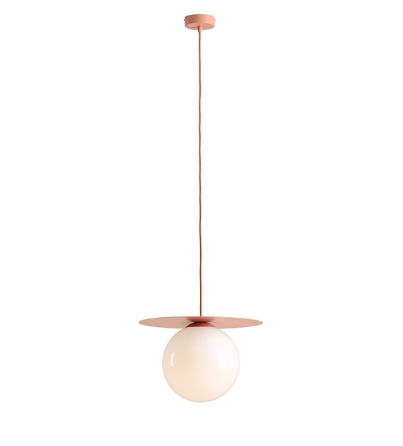 Loop Ø40 Coral Lámpas de techo De Artera - La cúpula redonda de cristal opalino tiene un diámetro de 25 cm y garantiza una hermosa distribución de la luz en la habitación.