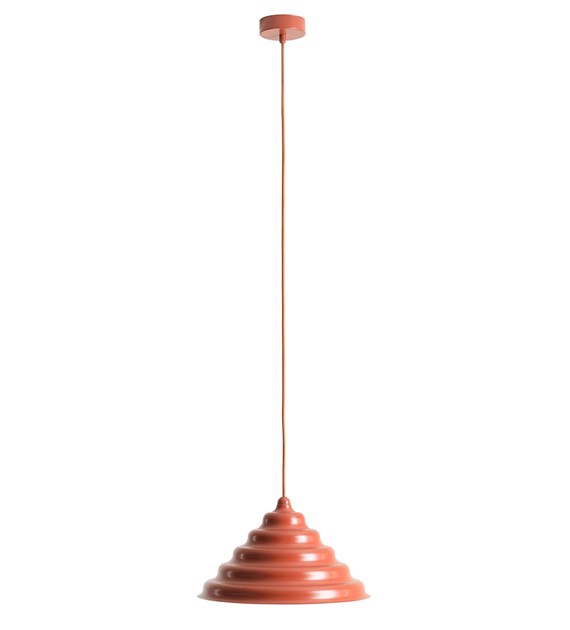 Wave Ø36 Naranja Lámpas de techo De Artera - La pantalla metálica ondulada de color marrón rojizo proporciona una hermosa distribución de la luz hacia abajo y, por lo tanto, es perfecta para colgarla sobre la mesa del comedor o la encimera de la cocina.