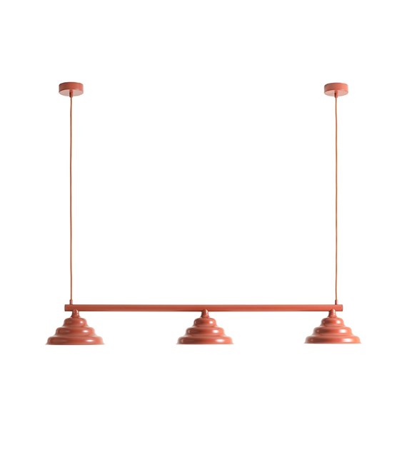 Wave 106cm Naranja Lámpas de techo De Artera - Los brazos metálicos ondulados en color marrón rojizo proporcionan una hermosa distribución de luz hacia abajo y, por lo tanto, son perfectos para colgar sobre la mesa del comedor o la encimera de la cocina.