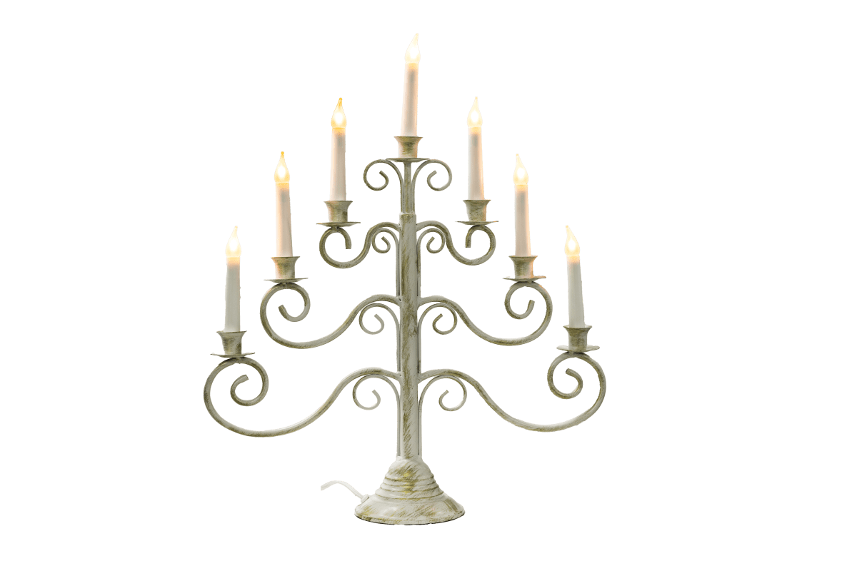 Hantverk 7 Blanco De Pixie Design - Adem&aacute;s, el candelabro est&aacute; equipado con un temporizador y se enciende durante 8 horas y se apaga durante 16 horas.