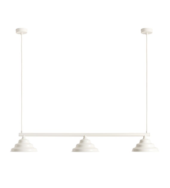 Wave 106cm Blanco cremoso Lámpas de techo De Artera - Las pantallas metálicas onduladas en blanco crema proporcionan una hermosa distribución de la luz hacia abajo y, por lo tanto, son perfectas para colgar sobre la mesa del comedor o la encimera de la cocina.