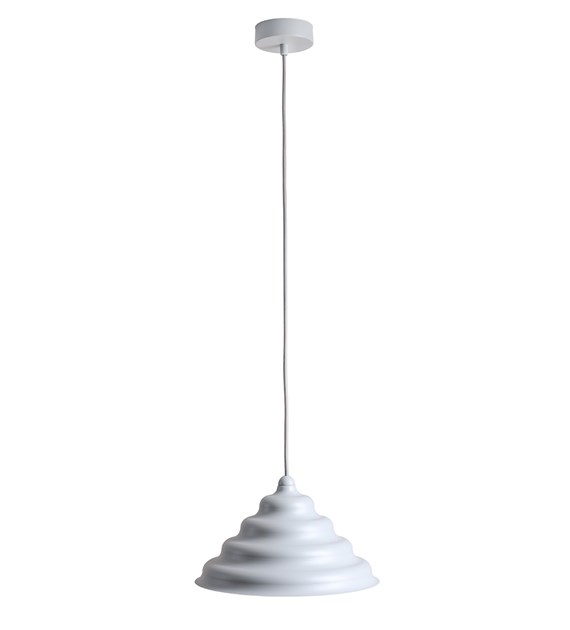 Wave Ø30 Azul Lámpas de techo De Artera - La pantalla de metal desgastado en gris mate resalta; El color crea una hermosa dispersión de luz hacia abajo, lo que lo hace perfecto para colgarlo sobre la mesa del comedor o la encimera de la cocina.