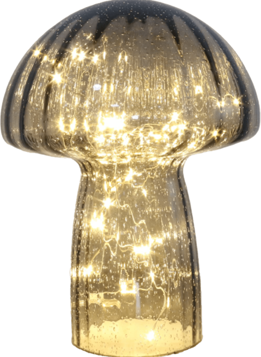 Svamp 23cm Gris lámpara de mesa De Pixie Design - Descubre la elegancia de la l&aacute;mpara de mesa Mushroom de cristal: una l&aacute;mpara &uacute;nica que combina estilo y funcionalidad.