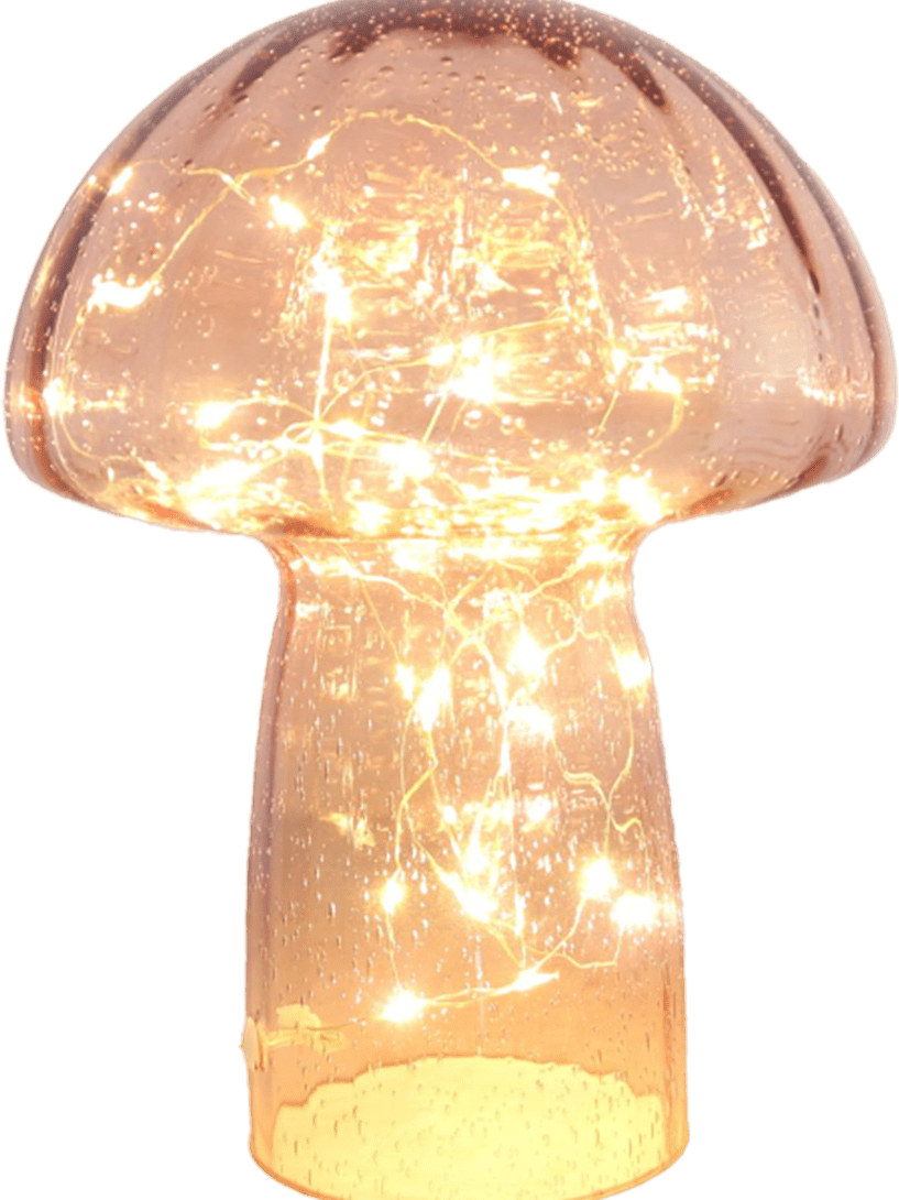 Svamp 23cm rosa claro lámpara de mesa De Pixie Design - Descubre la elegancia de la l&aacute;mpara de mesa Mushroom de cristal: una l&aacute;mpara &uacute;nica que combina estilo y funcionalidad.