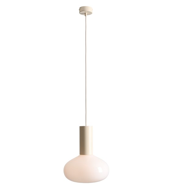 Imagen ampliada de Flo Ø26 Blanco cremoso Lámpas de techo De Artera - Presenta un elegante marco en blanco crema y una pantalla redonda de vidrio blanco que emite una luz suave y agradable.