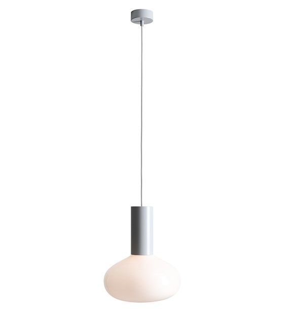 Imagen ampliada de Flo Ø26 Gris Lámpas de techo De Artera - Presenta un elegante marco gris y una pantalla redonda de vidrio blanco que emite una luz suave y agradable.