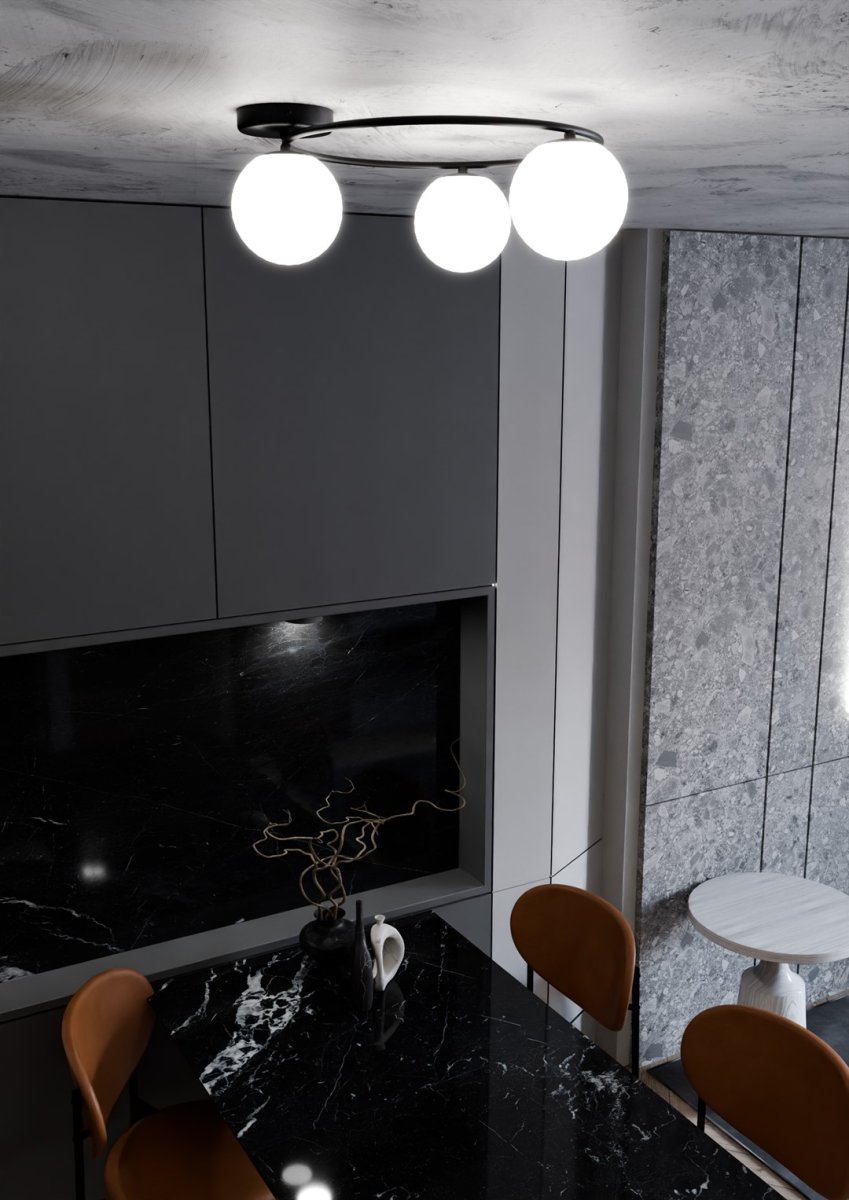 Sopra Ø47 Blanco plafón De Emibig Lighting - Las pantallas de cristal opalino aportan luminosidad y distribuyen la luz de manera uniforme, contribuyendo a una iluminaci&oacute;n agradable y eficaz de la estancia.