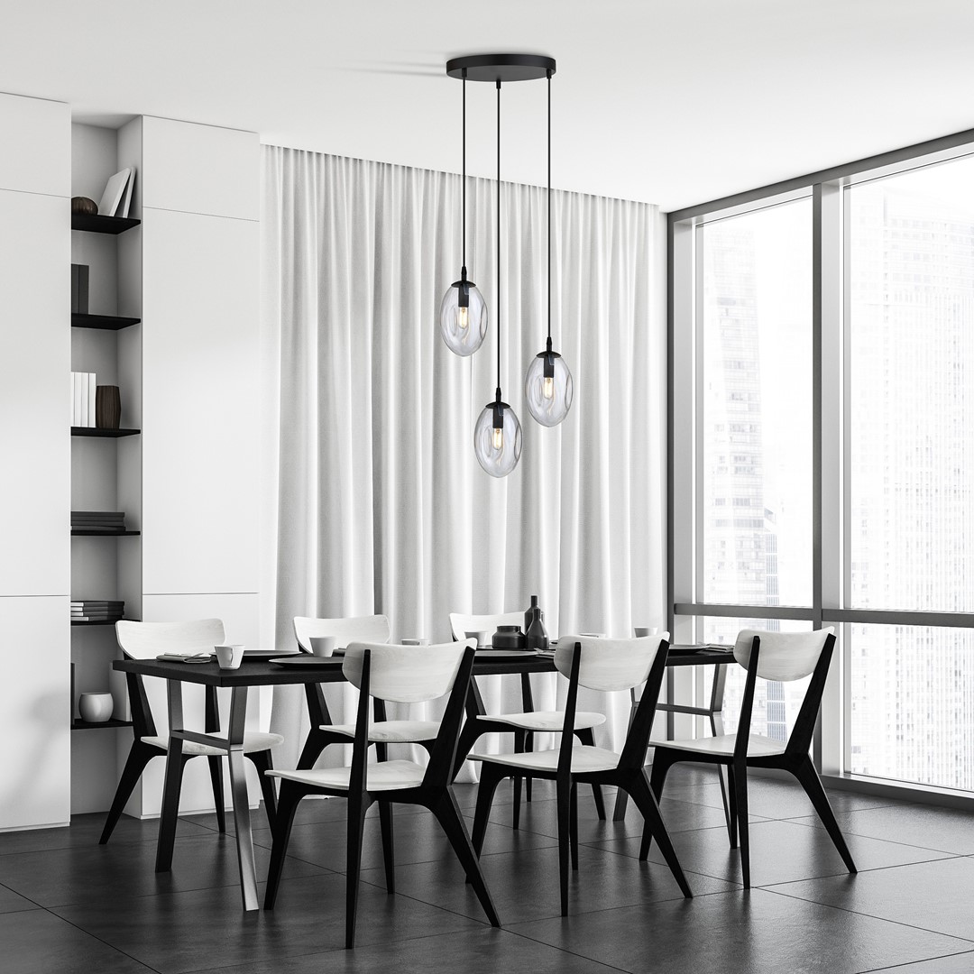 Astral Ø40 Transparente Lámpas de techo De Emibig Lighting - La suspensión negra aporta un bonito contraste y realza su diseño moderno.