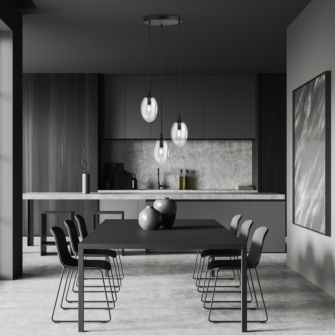 Astral Ø40 Transparente Lámpas de techo De Emibig Lighting - La suspensión negra aporta un bonito contraste y realza su diseño moderno.