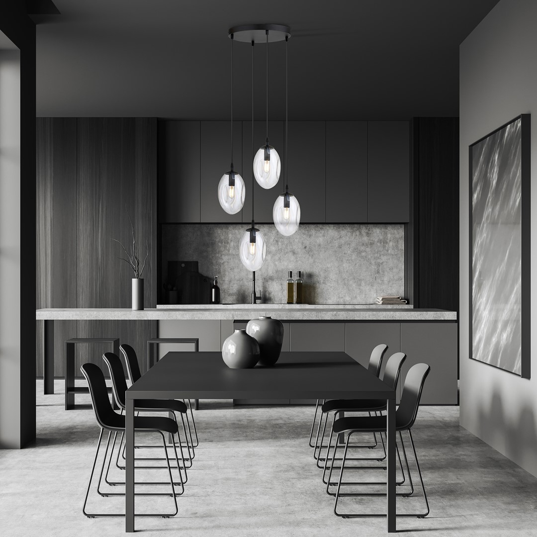 Astral Ø40 Transparente Lámpas de techo De Emibig Lighting - La suspensión negra aporta un bonito contraste y realza su diseño moderno.
