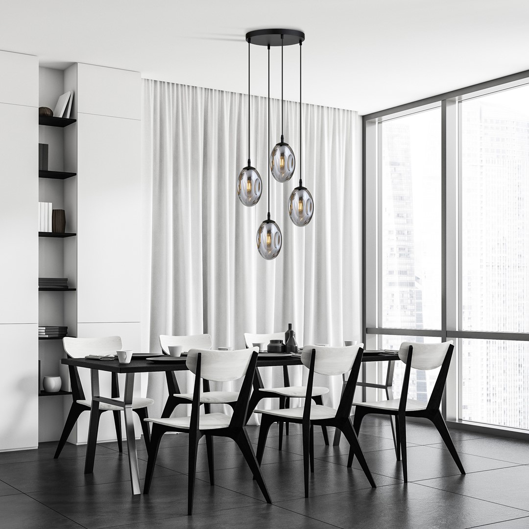 Astral Ø40 Color humo Lámpas de techo De Emibig Lighting - La suspensión negra aporta un contraste elegante y realza el diseño moderno de la lámpara.