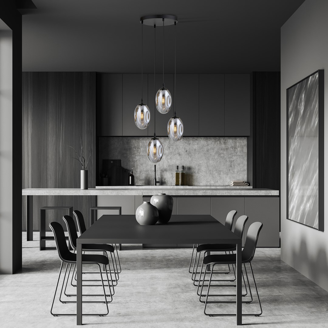 Astral Ø40 Color humo Lámpas de techo De Emibig Lighting - La suspensión negra aporta un contraste elegante y realza el diseño moderno de la lámpara.
