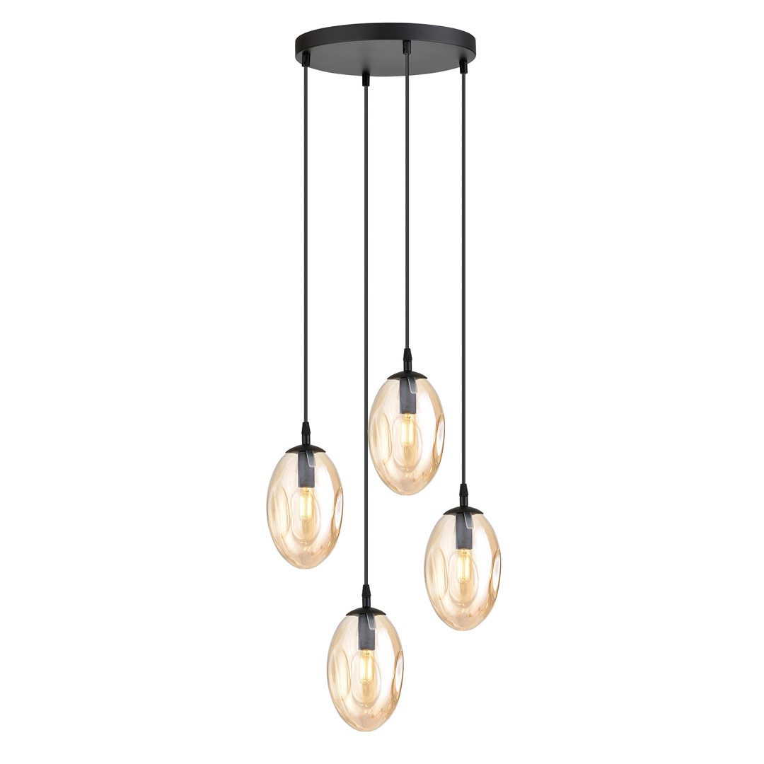 Astral Premium Ø40 Ámbar Lámpas de techo De Emibig Lighting - La suspensión negra crea un elegante contraste y realza el diseño moderno de la lámpara.