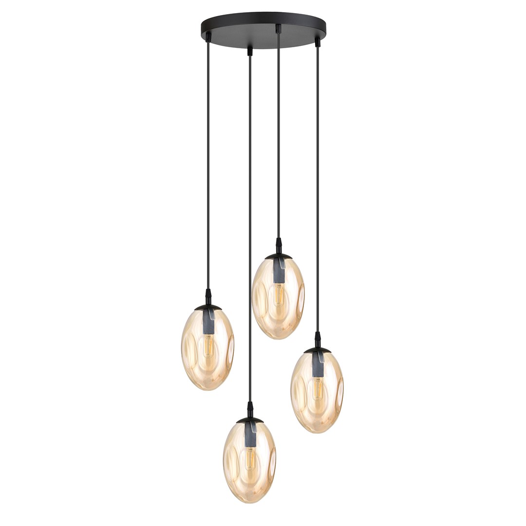 Astral Premium Ø40 Ámbar Lámpas de techo De Emibig Lighting - La suspensión negra crea un elegante contraste y realza el diseño moderno de la lámpara.